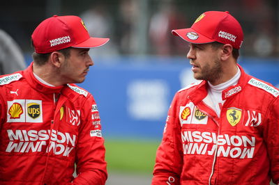 Charles Leclerc (FRA) ), Scuderia Ferrari dan Sebastian Vettel (GER), Scuderia Ferrari