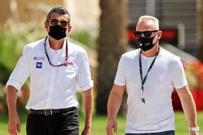 (L to R): Guenther Steiner (ITA) Haas F1 Team Prinicipal with Dmitry Mazepin (RUS) Uralchem