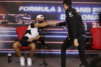 (L to R): Pierre Gasly (FRA) AlphaTauri and Esteban Ocon (FRA) Alpine F1 Team in the FIA Press