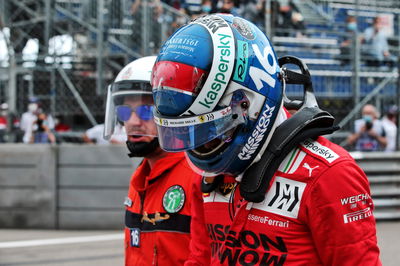 Charles Leclerc (MON) Ferrari after crashing out of