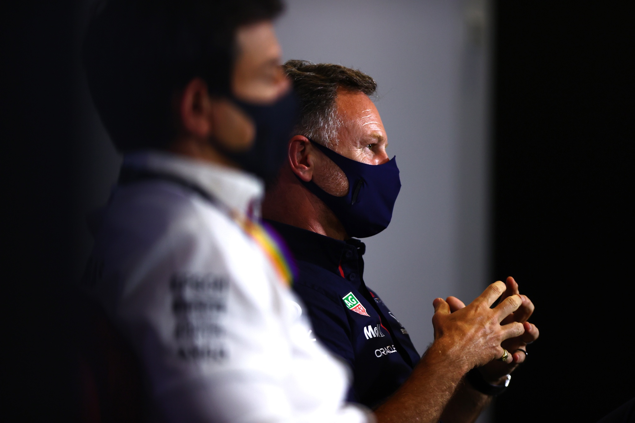 Christian Horner (GBR) Red Bull Racing Team Principal and Toto Wolff (GER) Mercedes AMG F1 Shareholder and Executive