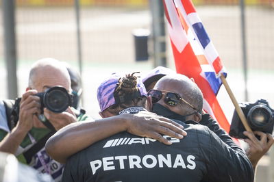 1st place Lewis Hamilton (GBR) Mercedes AMG F1 with his father Anthony