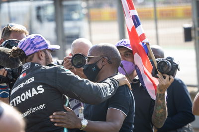 1st place Lewis Hamilton (GBR) Mercedes AMG F1 with his father Anthony