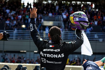 Race winner Lewis Hamilton (GBR) Mercedes AMG F1 celebrates in parc