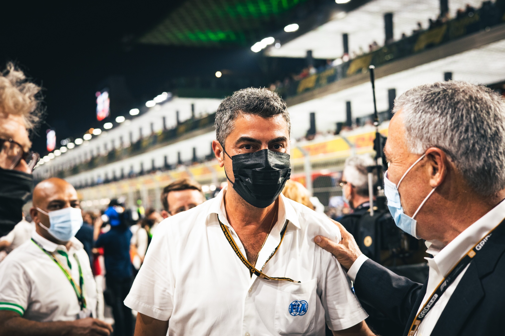 Michael Masi (AUS) FIA Race Director with Chase Carey (USA) on the