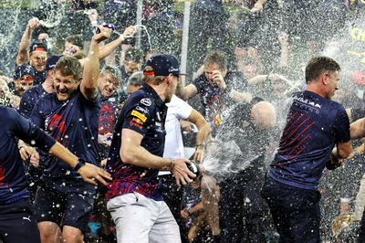 Race winner Max Verstappen (NLD) Red Bull Racing celebrates winning the World Championship with the