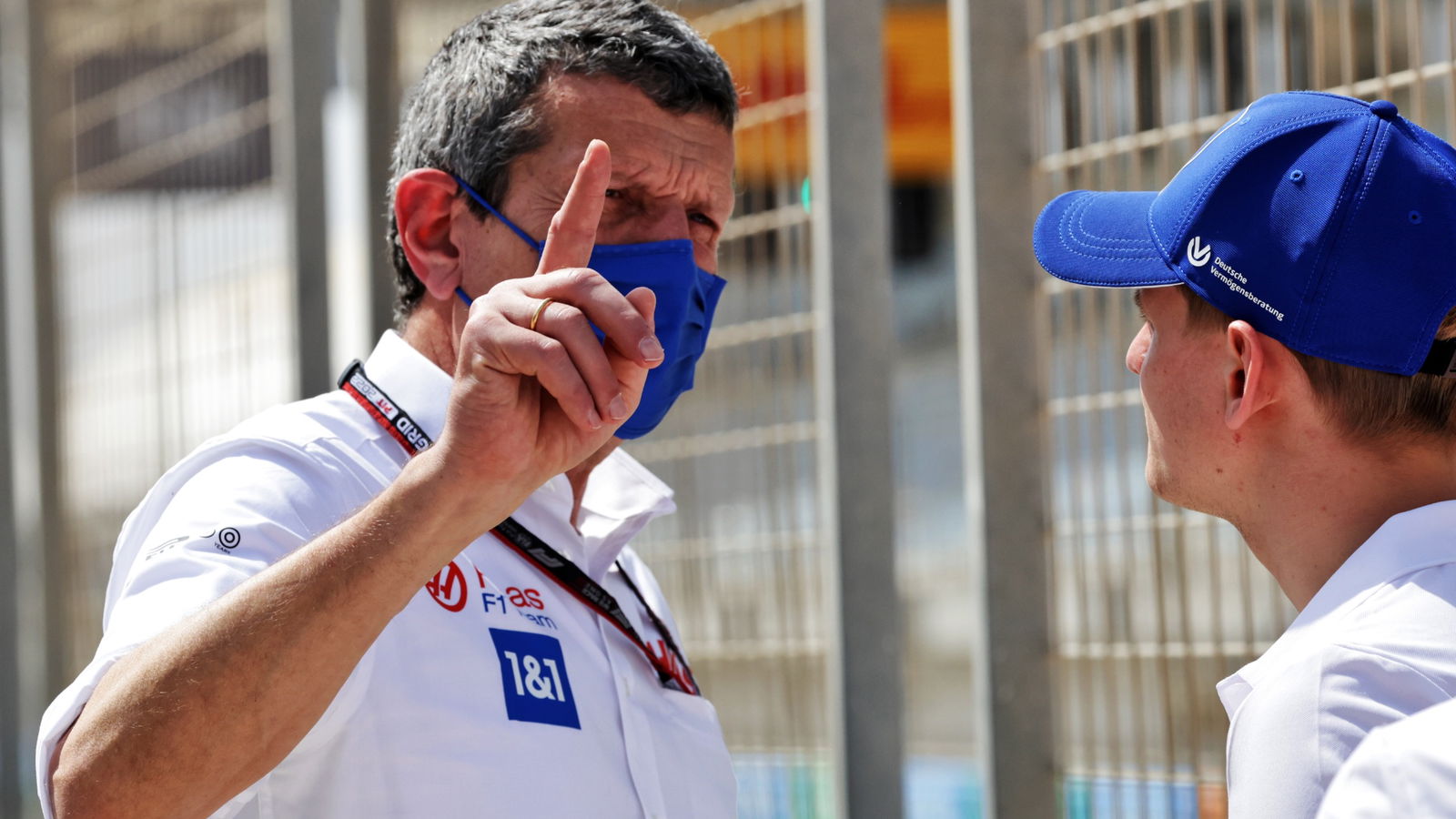 (L to R): Guenther Steiner (ITA) Haas F1 Team Prinicipal with Mick Schumacher (GER) Haas F1