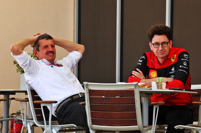 (L to R): Guenther Steiner (ITA) Haas F1 Team Prinicipal with Mattia Binotto (ITA) Ferrari Team