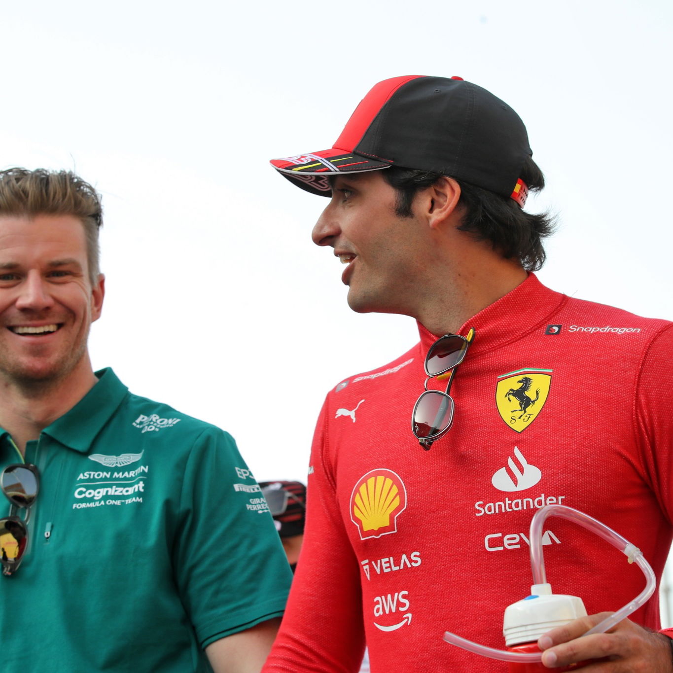 (L to R): Nico Hulkenberg (GER) Aston Martin F1 Team Reserve Driver and Carlos Sainz Jr (ESP)