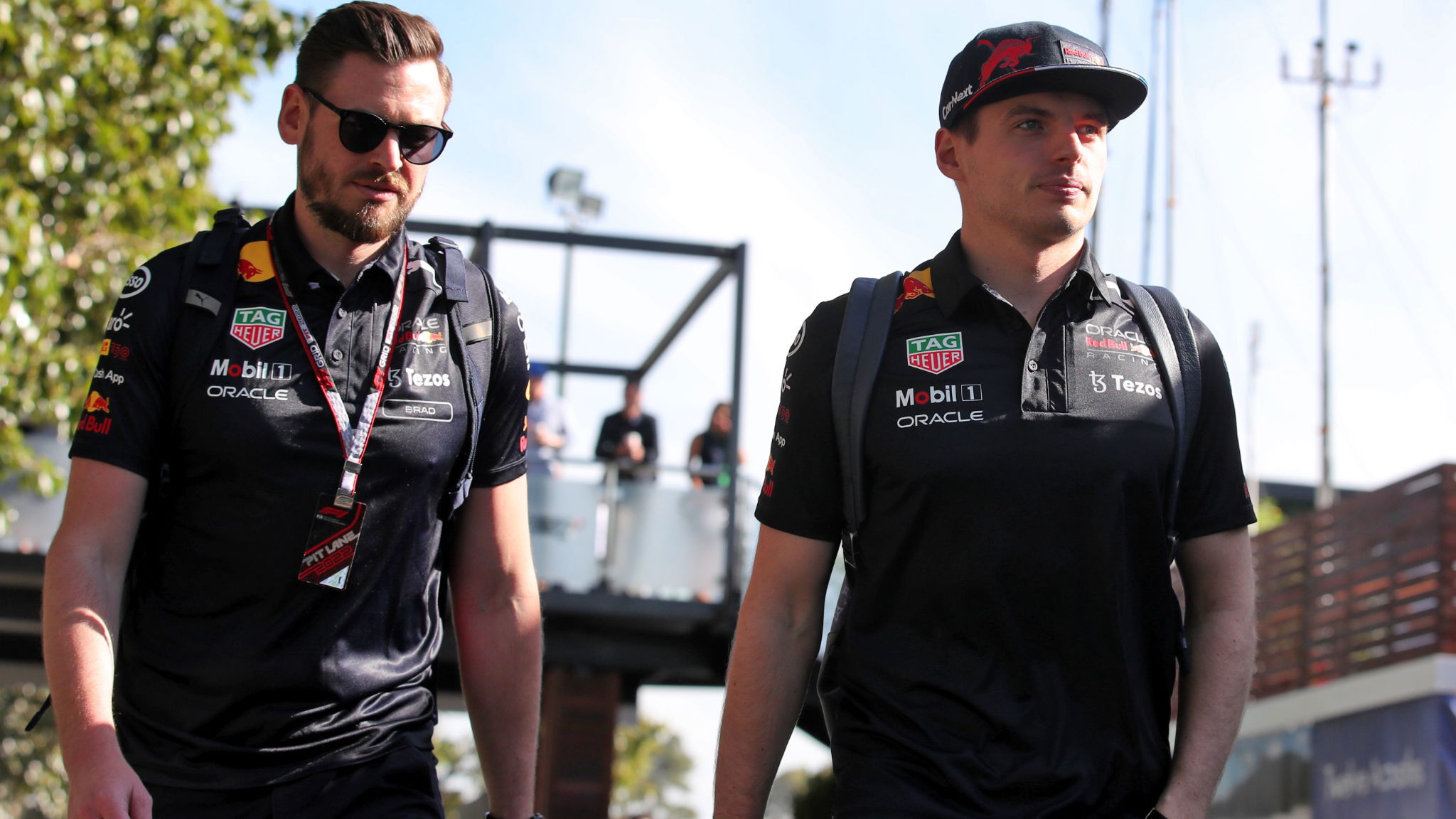 (L to R): Bradley Scanes (GBR) Red Bull Racing Physio and Performance Coach with Max Verstappen (NLD) Red Bull Racing.