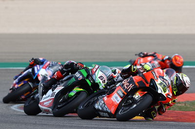 Alvaro Bautista, Jonathan Rea and Toprak Razgatlioglu, Aragon WorldSBK Race1, 9 April