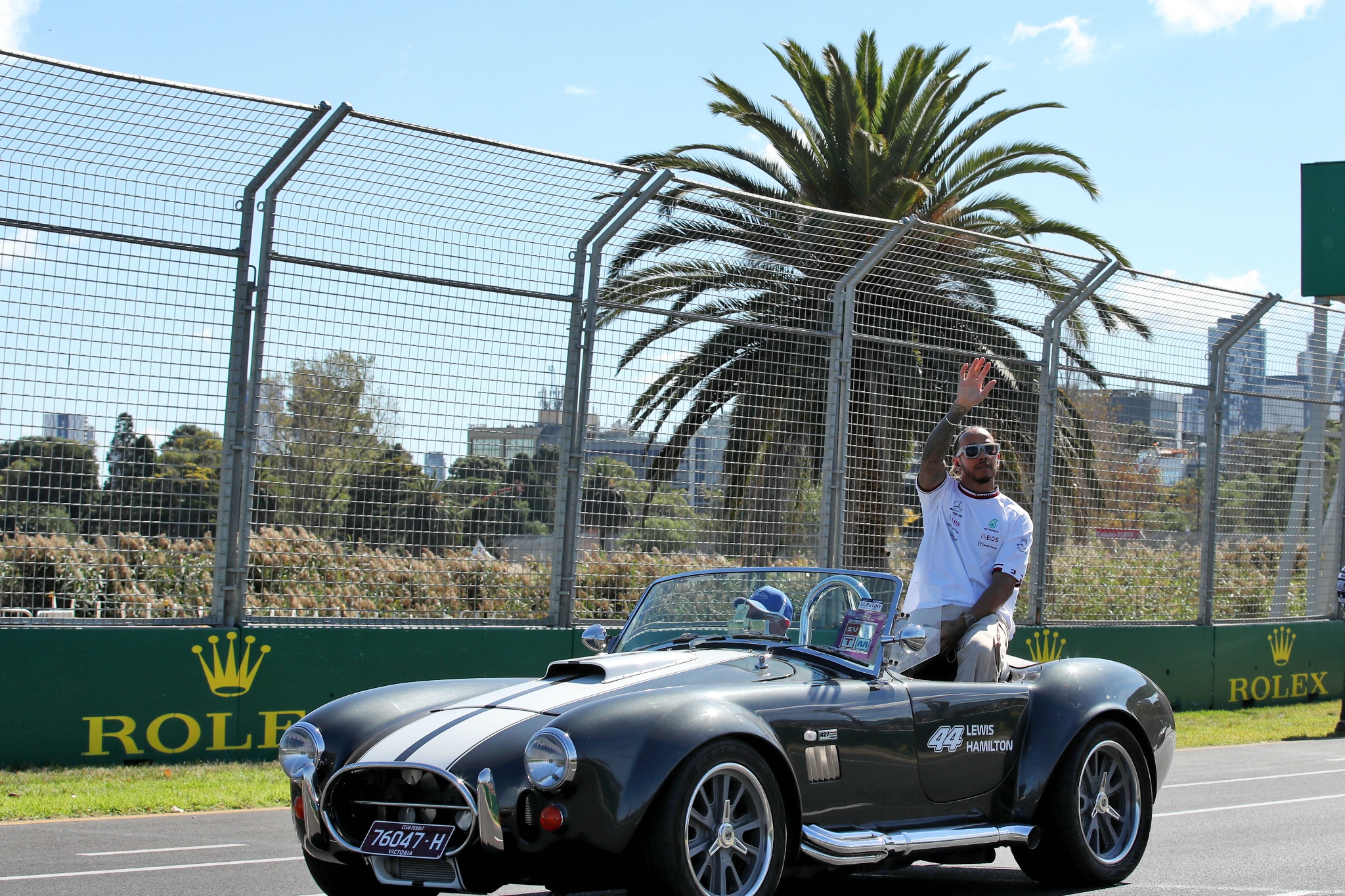 Lewis Hamilton (GBR) Mercedes AMG F1 on the drivers parade. Formula 1 World Championship, Rd 3, Australian Grand Prix,