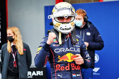 Max Verstappen (NLD) Red Bull Racing celebrates his pole position in qualifying parc ferme. Formula 1 World Championship,