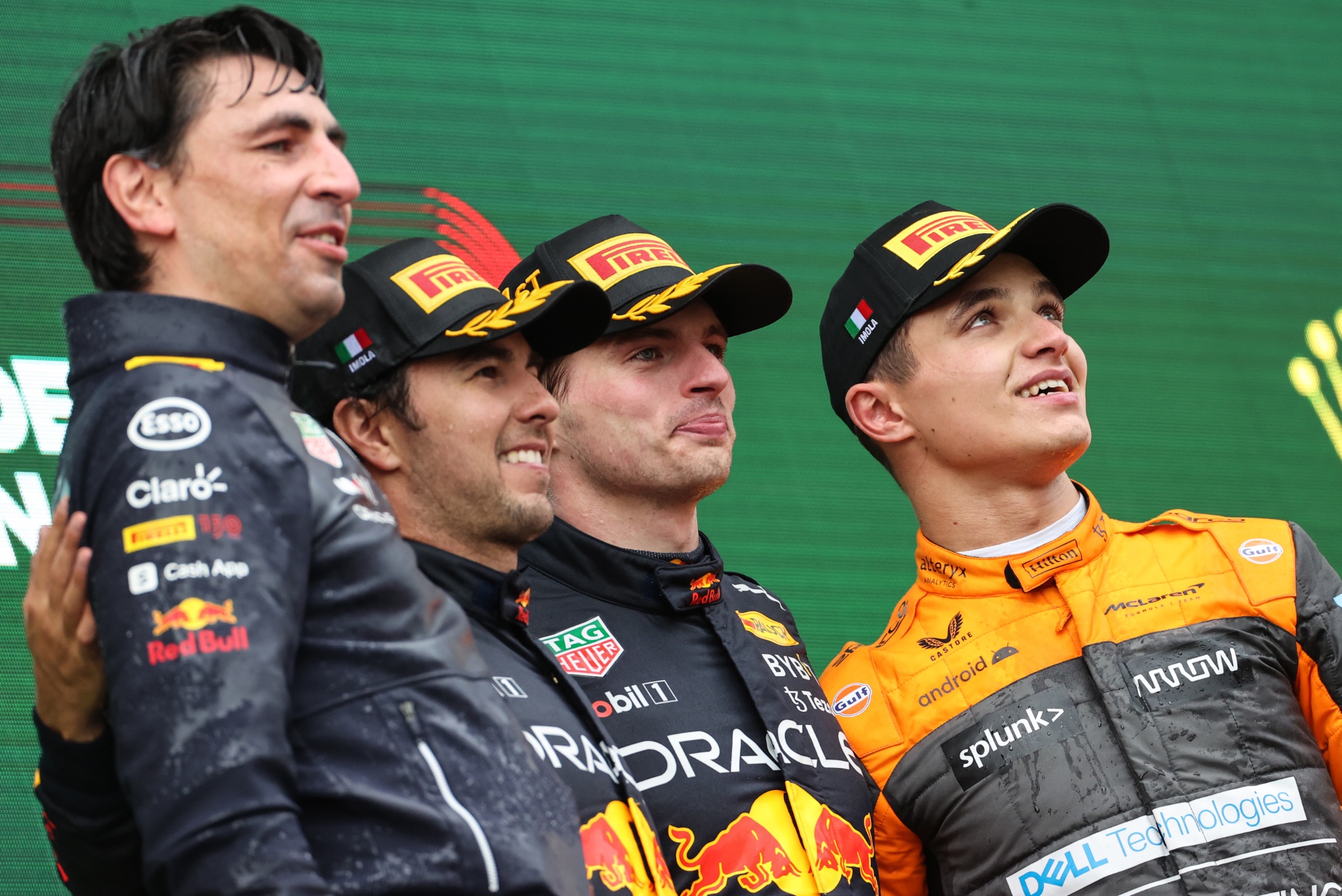 Sergio Perez (MEX), Red Bull Racing Lando Norris (GBR), McLaren F1 Team and Max Verstappen (NLD), Red Bull Racing Formula