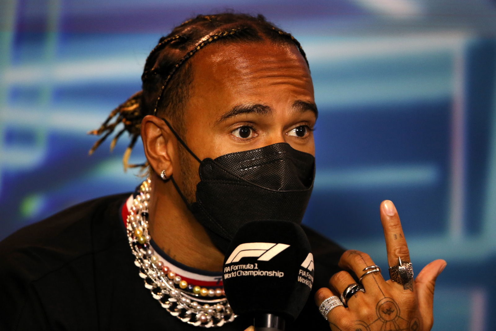 Lewis Hamilton (GBR) ) Mercedes AMG F1 dalam Konferensi Pers FIA. Kejuaraan Dunia Formula 1, Rd 5, Miami Grand Prix,