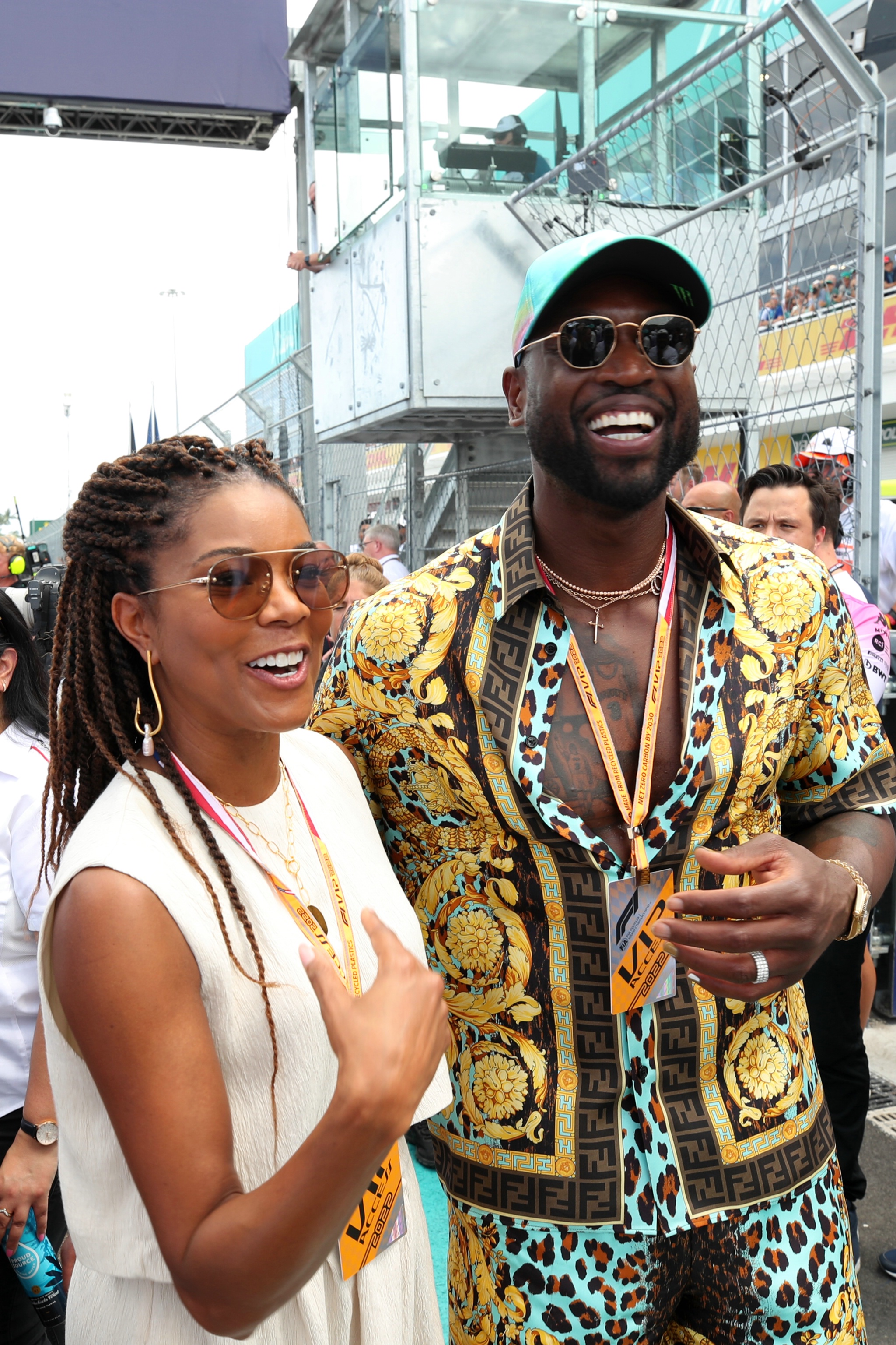 (L to R): Gabrielle Union (USA) Actress with her husband Dwyane Wade (USA) Former Basketball Player on the grid. Formula
