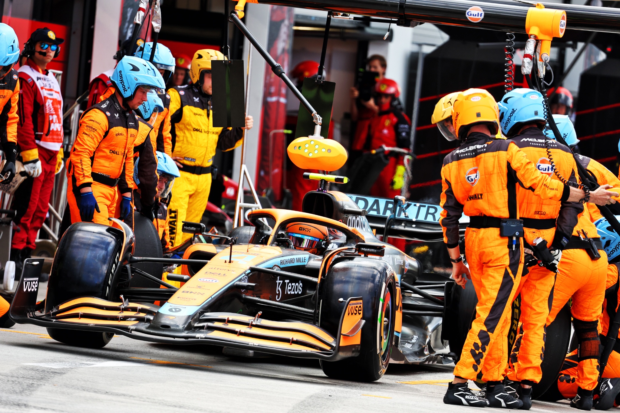 Lando Norris (GBR) McLaren MCL36 makes a pit stop. Formula 1 World Championship, Rd 5, Miami Grand Prix, Miami, Florida,