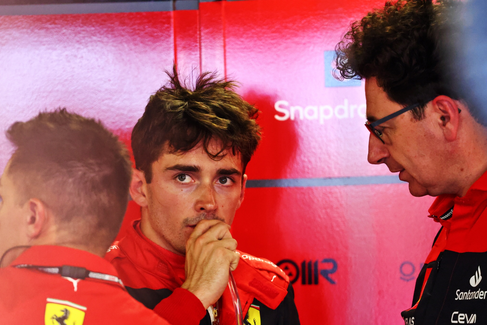 (L to R): Charles Leclerc (MON) Ferrari with Mattia Binotto (ITA) Ferrari Team Principal. Formula 1 World Championship, Rd