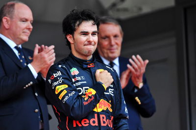 Race winner Sergio Perez (MEX) Red Bull Racing celebrates on the podium. Formula 1 World Championship, Rd 7, Monaco Grand