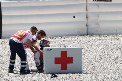 Takaaki Nakagami after crash, Catalunya MotoGP. 5 July