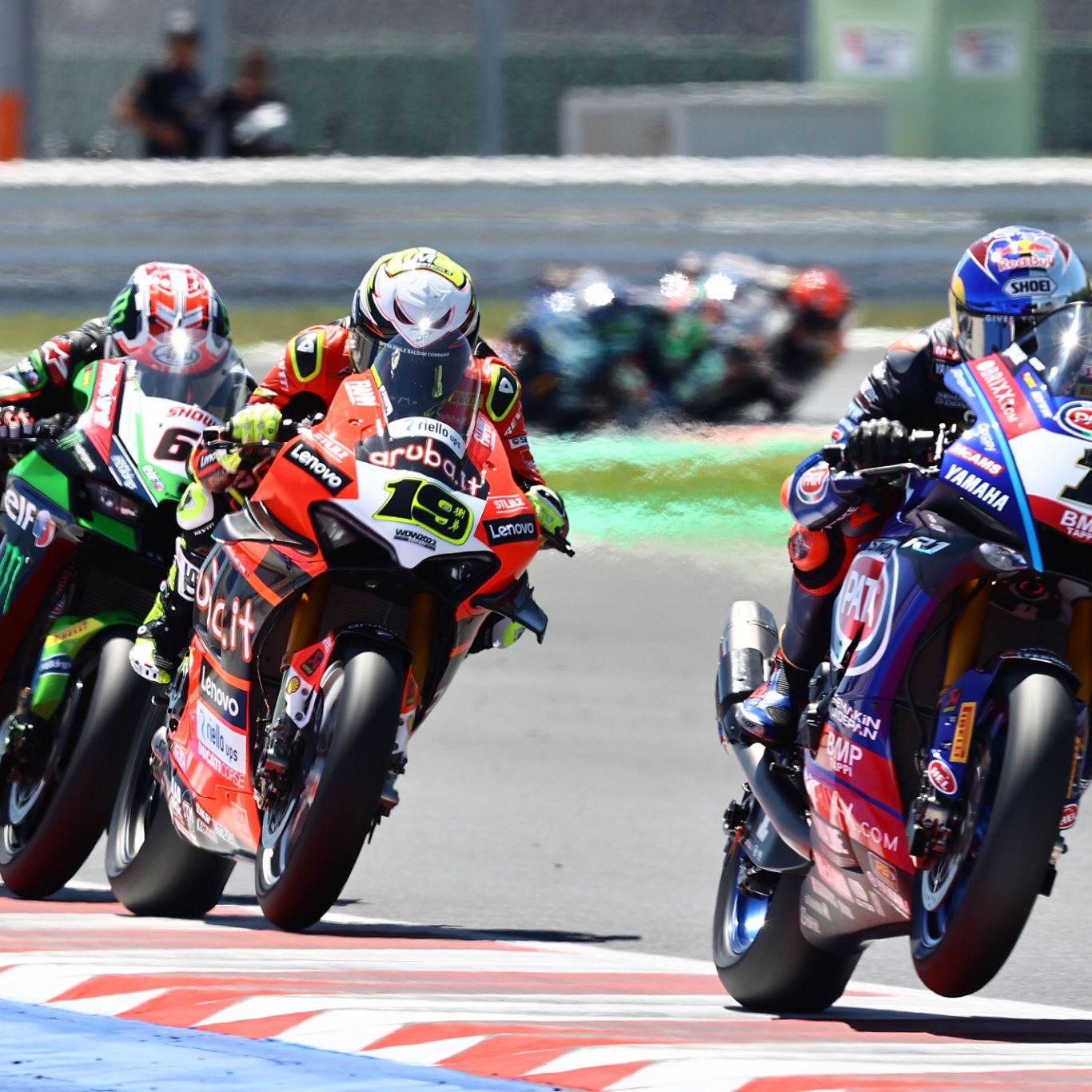 Toprak Razgatlioglu, Alvaro Bautista and Jonathan Rea, Misano WorldSBK race1, 11 June