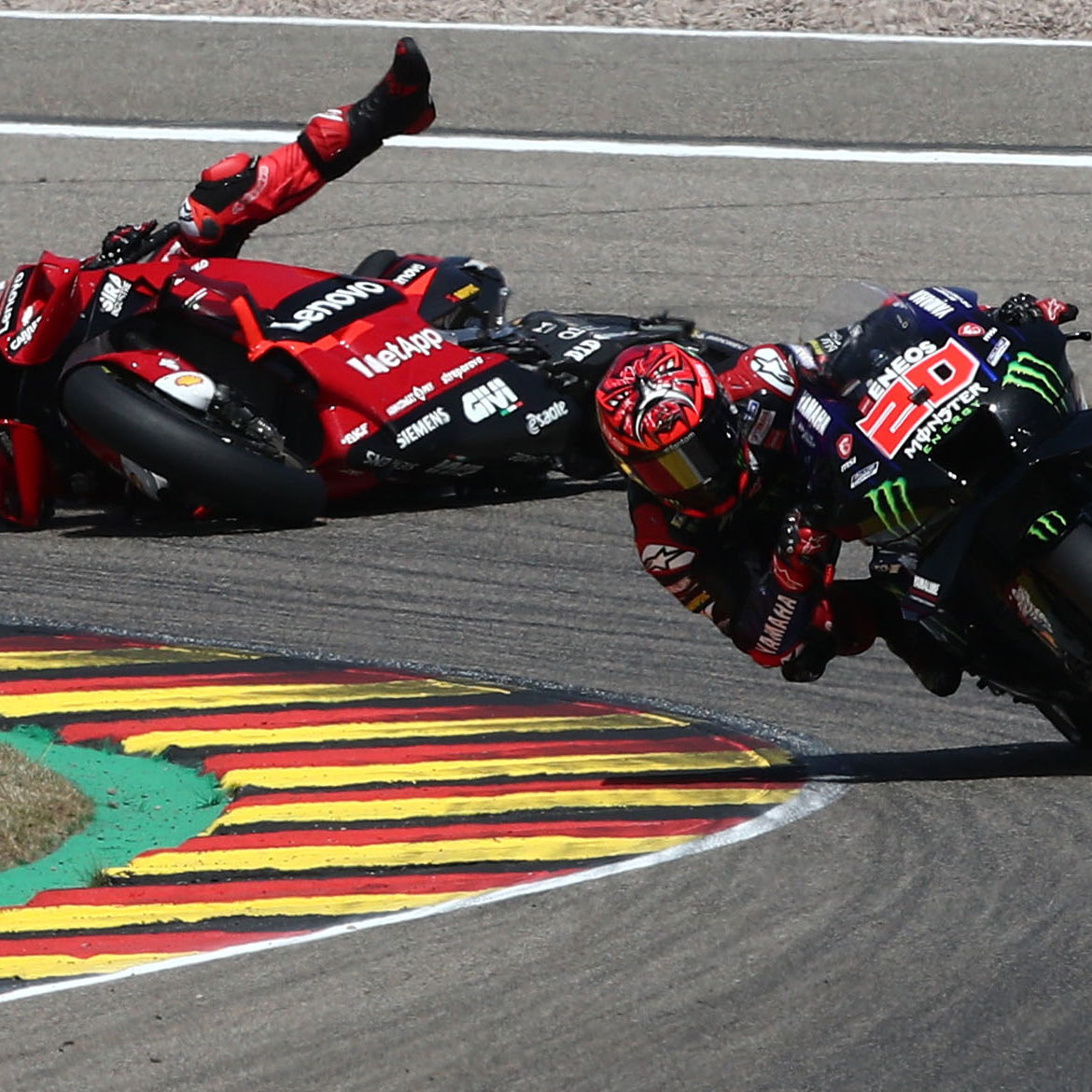 Francesco Bagnaia crash, German MotoGP race, 19 June