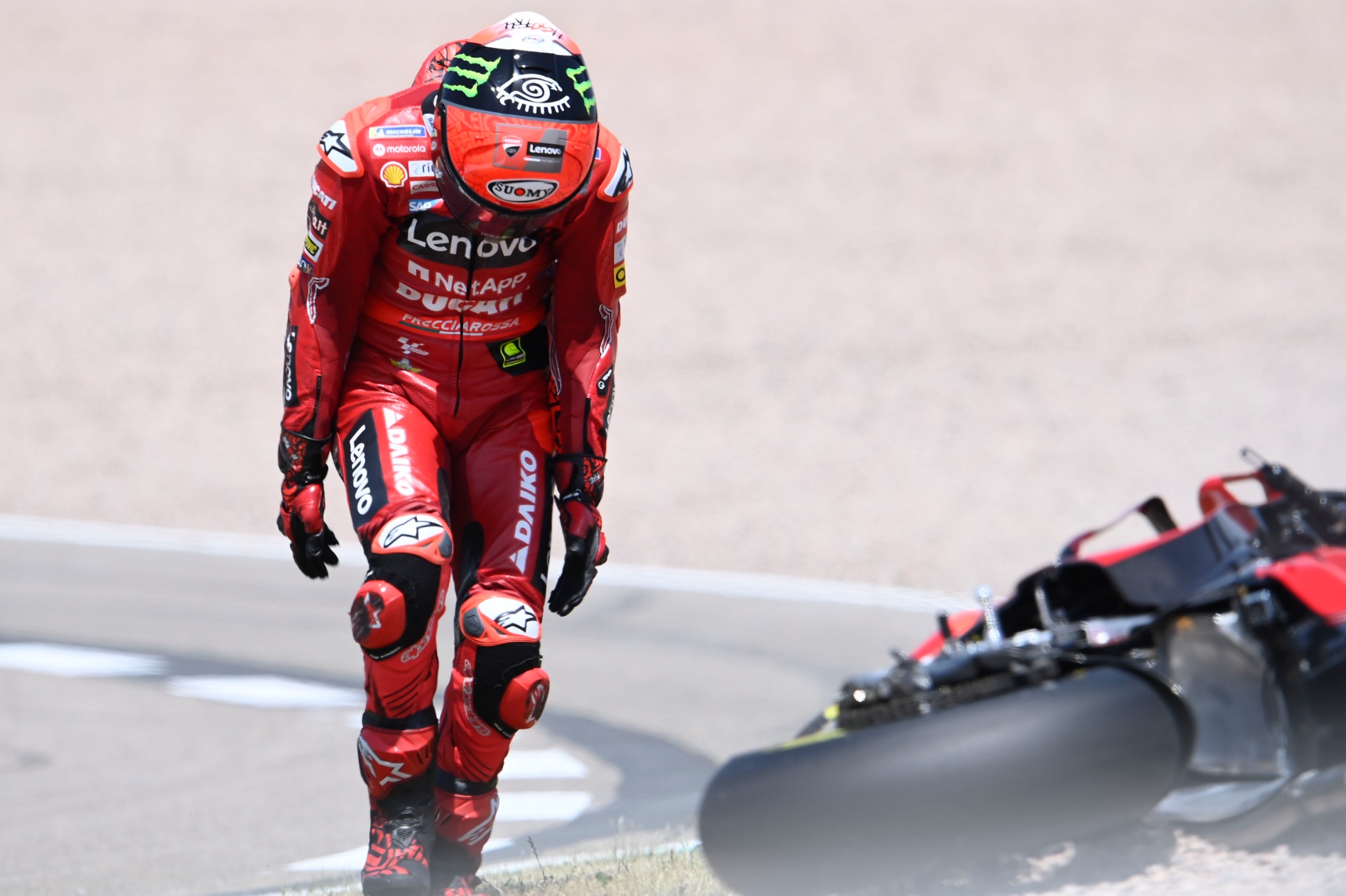 Francesco Bagnaia crash, German MotoGP race, 19 June