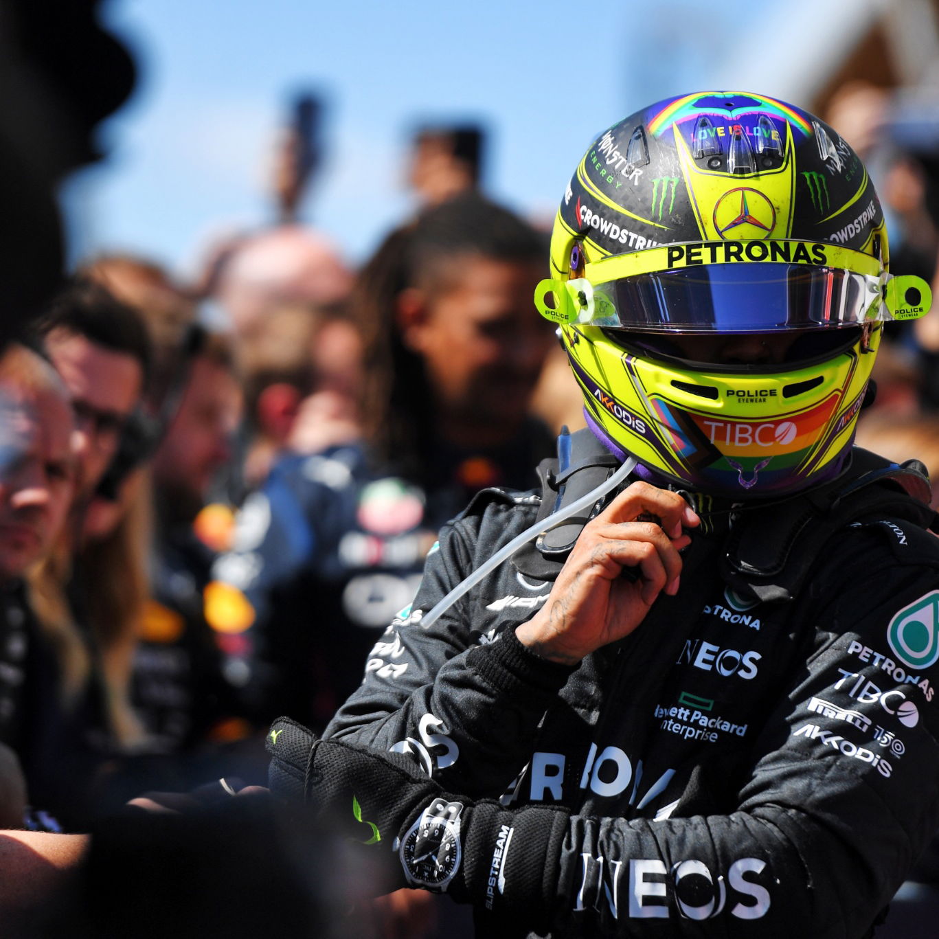 Third placed Lewis Hamilton (GBR) Mercedes AMG F1 in parc ferme. Formula 1 World Championship, Rd 9, Canadian Grand Prix,