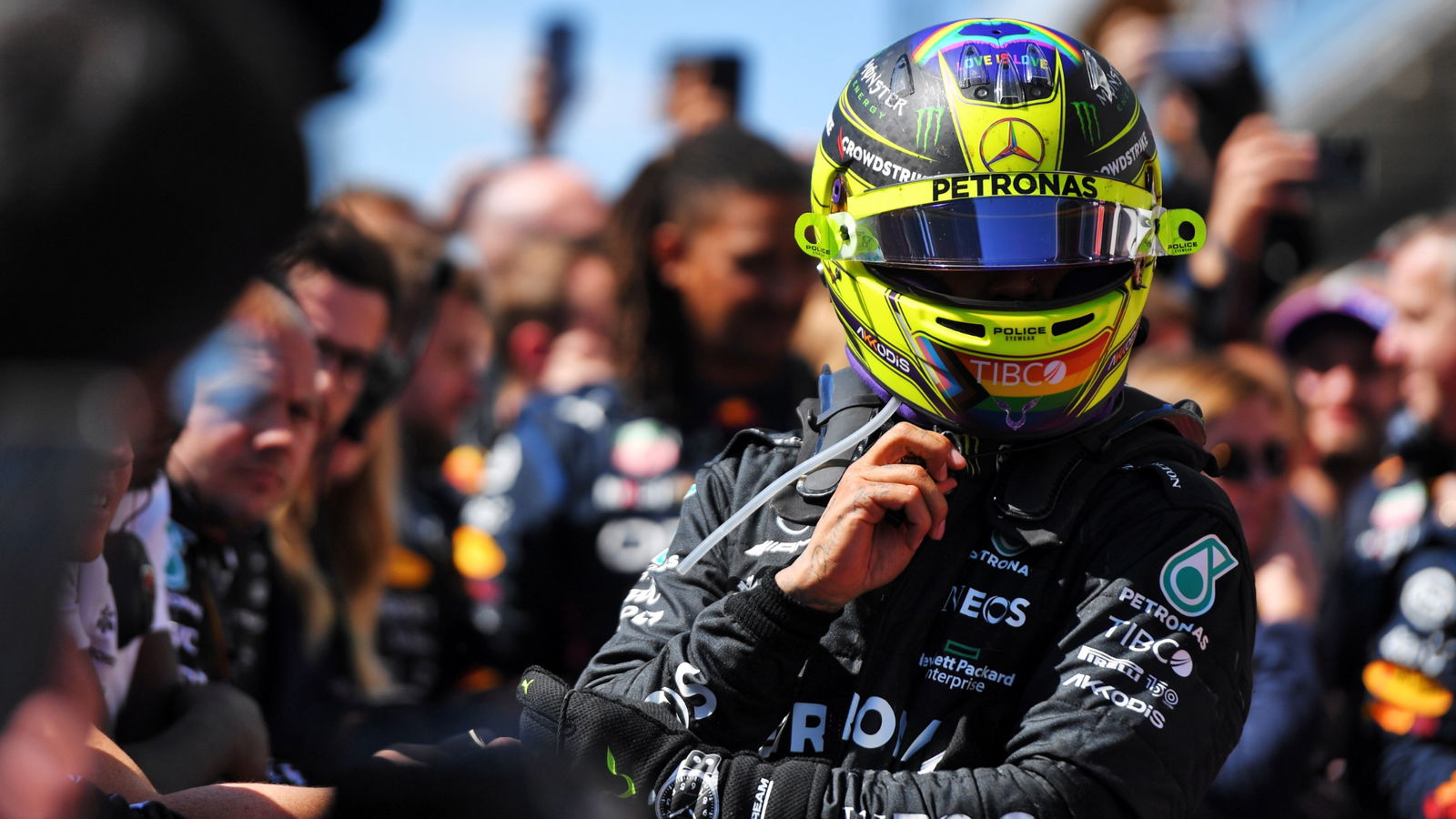 Third placed Lewis Hamilton (GBR) Mercedes AMG F1 in parc ferme. Formula 1 World Championship, Rd 9, Canadian Grand Prix,