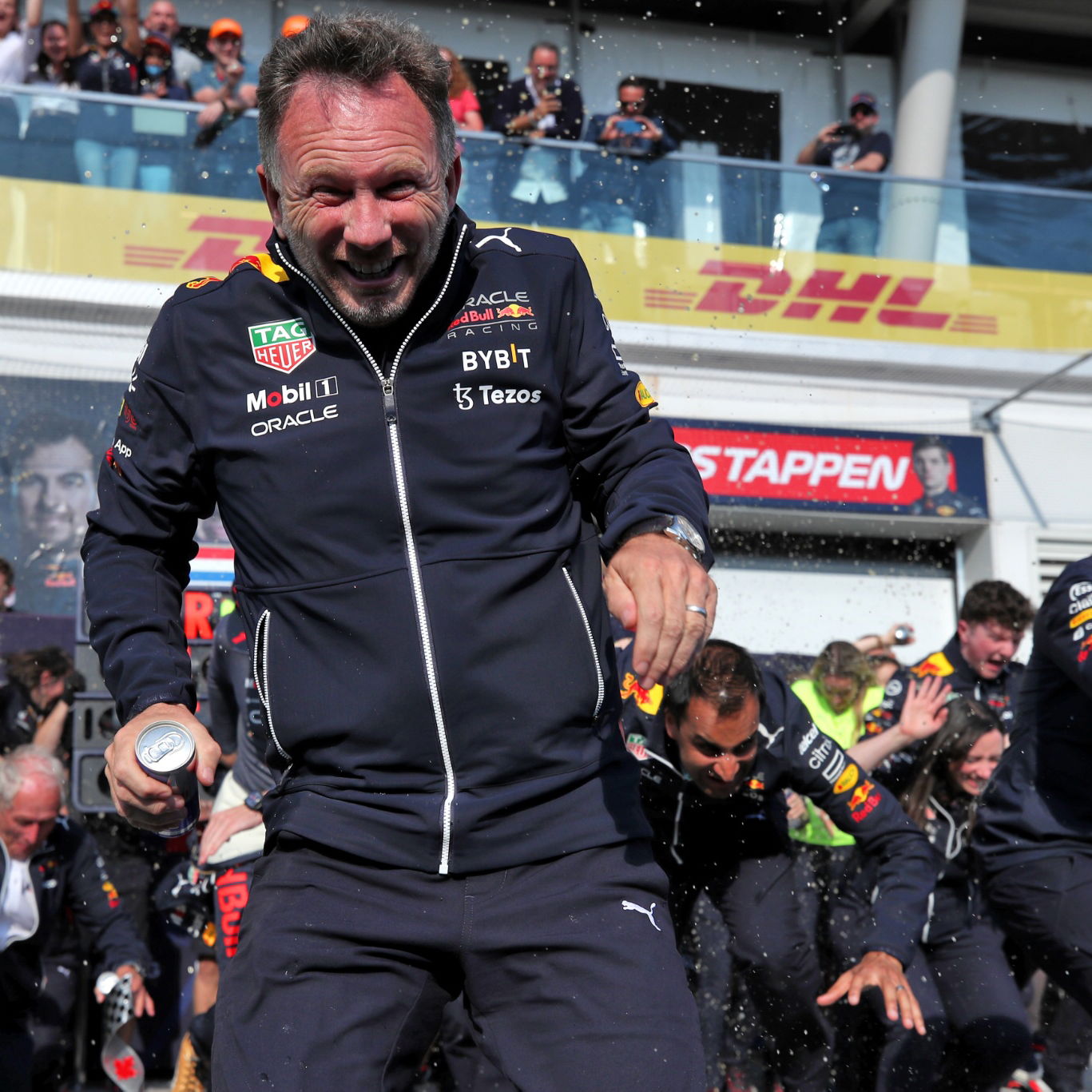 Race winner Max Verstappen (NLD) Red Bull Racing celebrates with Christian Horner (GBR) Red Bull Racing Team Principal and