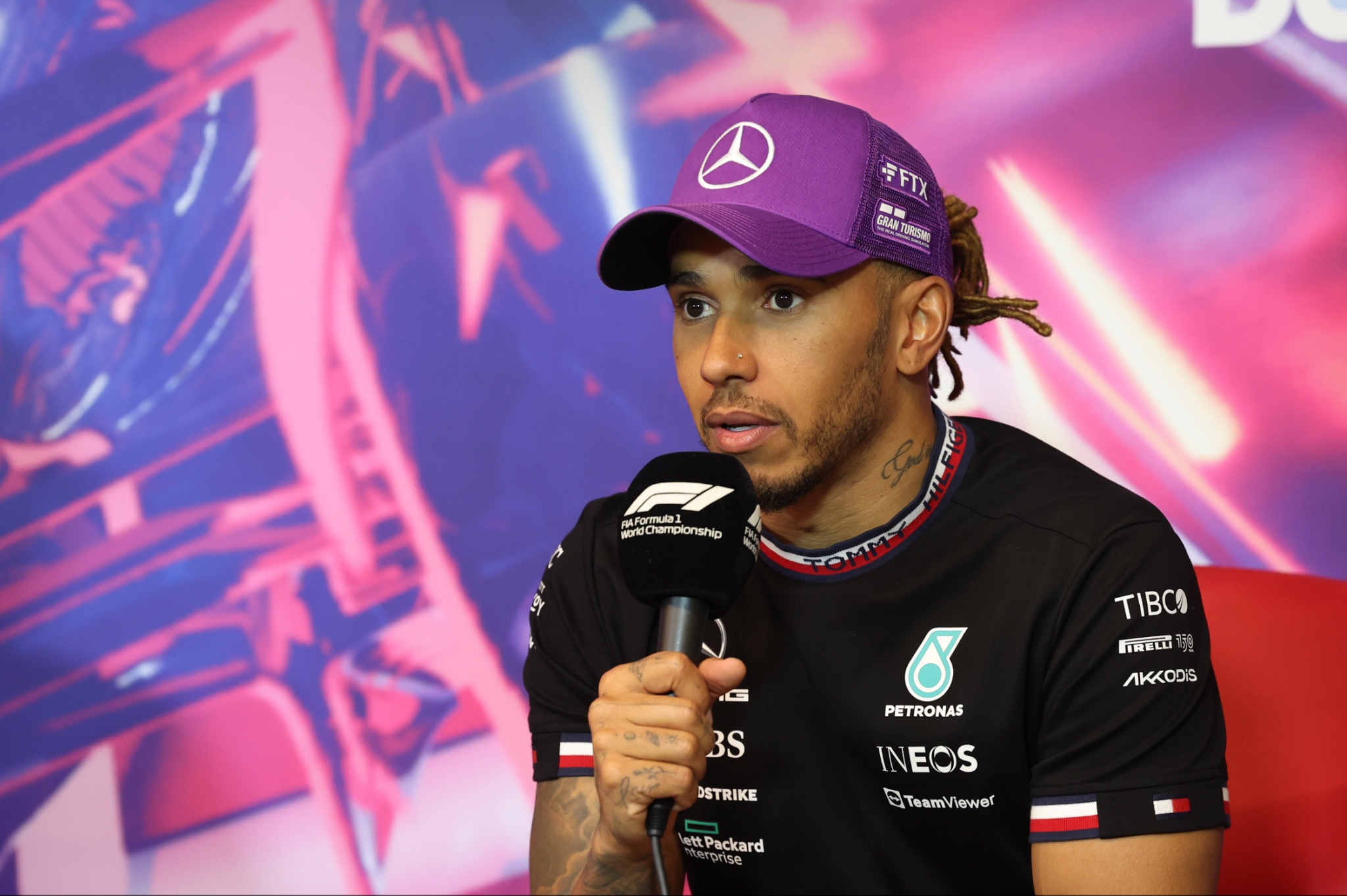 Lewis Hamilton (GBR) Mercedes AMG F1 in the post race FIA Press Conference. Formula 1 World Championship, Rd 9, Canadian