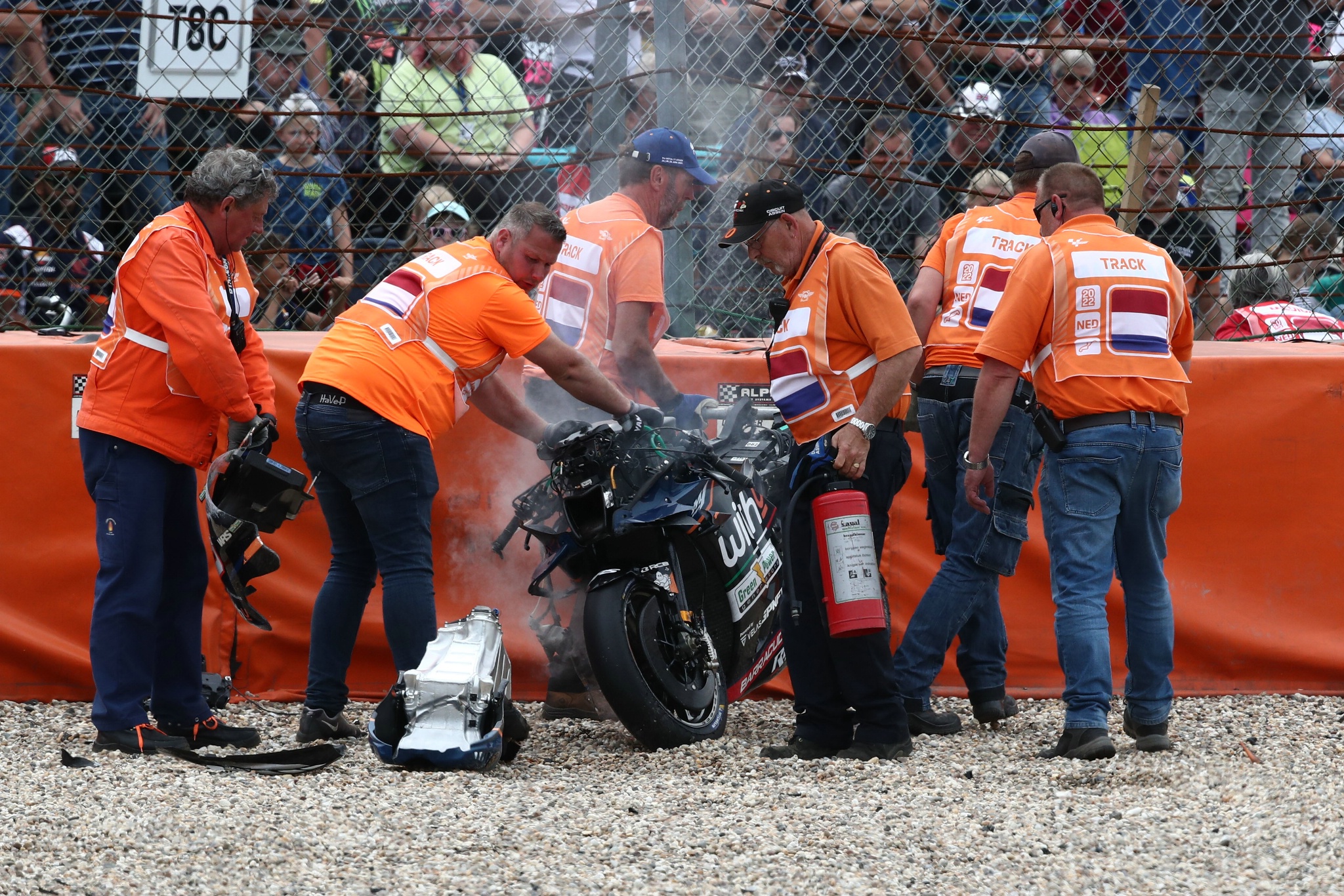 Darryn Binder crashed bike, Dutch MotoGP, 26 June