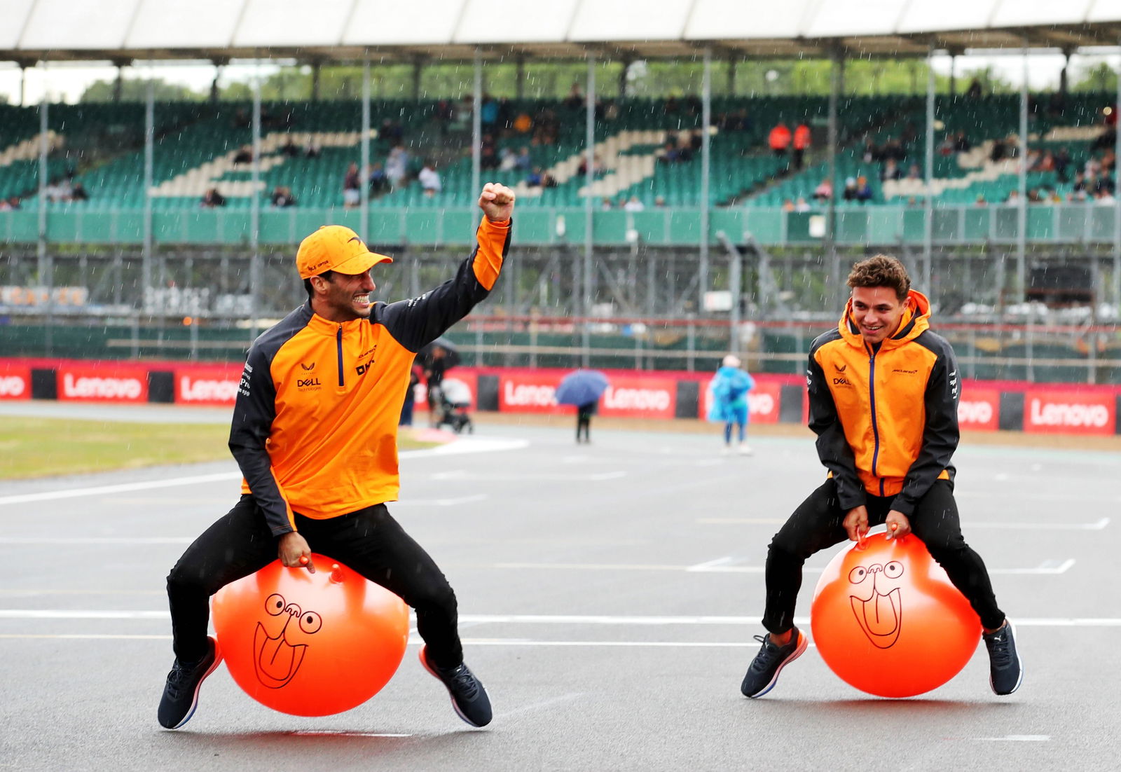 (L to R): Daniel Ricciardo (AUS) McLaren with team mate Lando Norris (GBR) McLaren. Formula 1 World Championship, Rd 10,