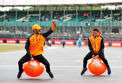 (L to R): Daniel Ricciardo (AUS) McLaren with team mate Lando Norris (GBR) McLaren. Formula 1 World Championship, Rd 10,