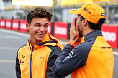 (L to R): Lando Norris (GBR) McLaren with team mate Daniel Ricciardo (AUS) McLaren. Formula 1 World Championship, Rd 10,