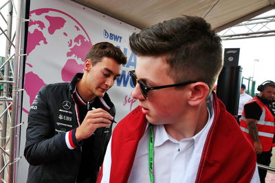 George Russell (GBR) Mercedes AMG F1 with a fan. Formula 1 World Championship, Rd 10, British Grand Prix, Silverstone,