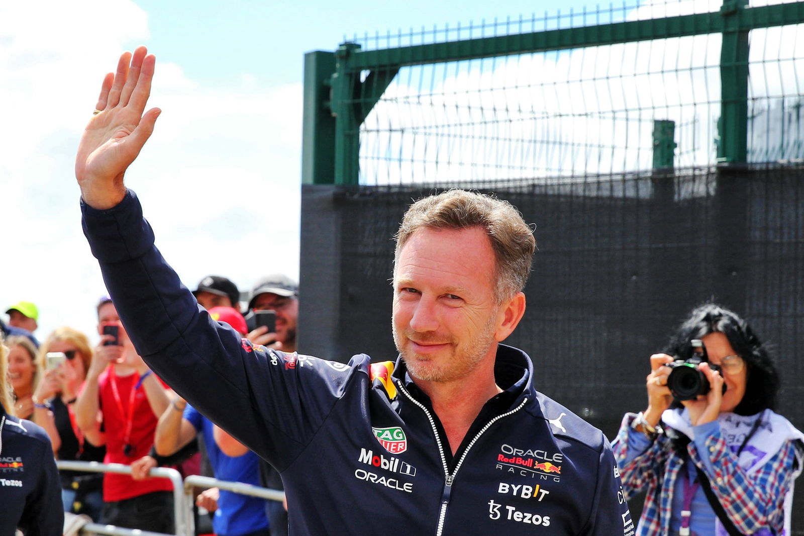 Christian Horner (GBR) Red Bull Racing Team Principal with fans. Formula 1 World Championship, Rd 10, British Grand Prix,