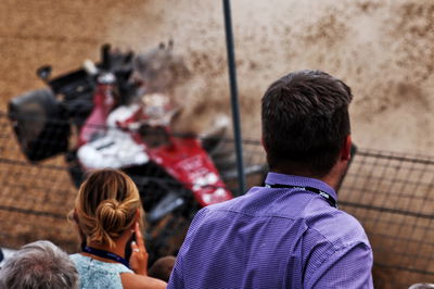 Guanyu Zhou (CHN) Alfa Romeo F1 Team C42 crashes at the start of the race. Formula 1 World Championship, Rd 10, British