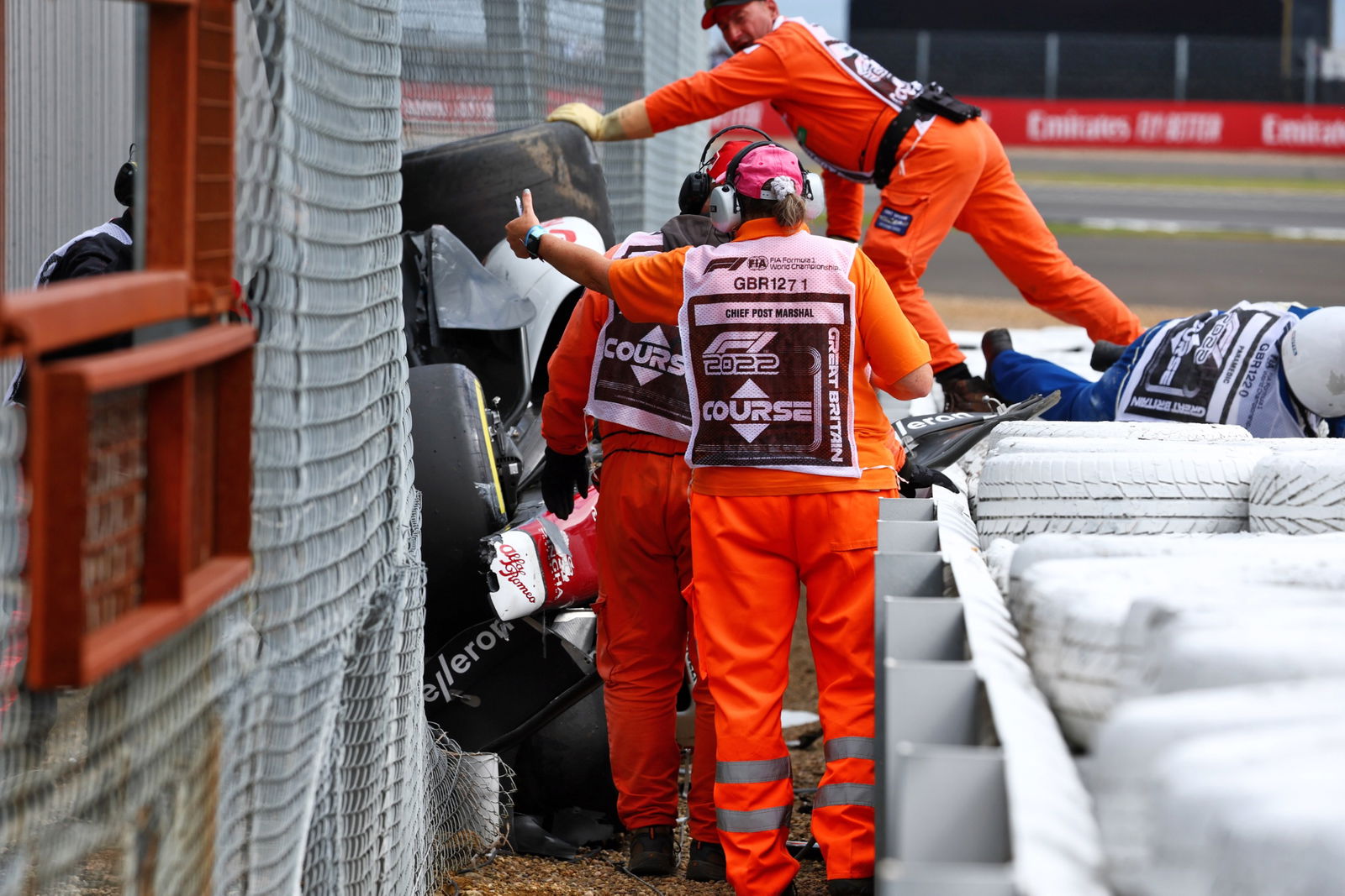 The Alfa Romeo F1 Team C42 of Guanyu Zhou (CHN) Alfa Romeo F1 Team after he crashed at the start of the race. Formula 1