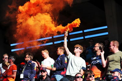 Circuit atmosphere - fans in the grandstand. Formula 1 World Championship, Rd 11, Austrian Grand Prix, Spielberg, Austria,