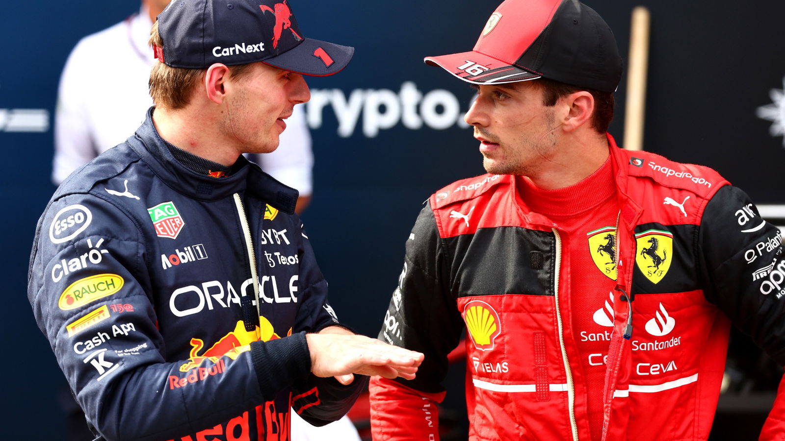 1st for Max Verstappen (NLD) Red Bull Racing with Charles Leclerc (MON) Ferrari F1-75. Formula 1 World Championship, Rd 11,