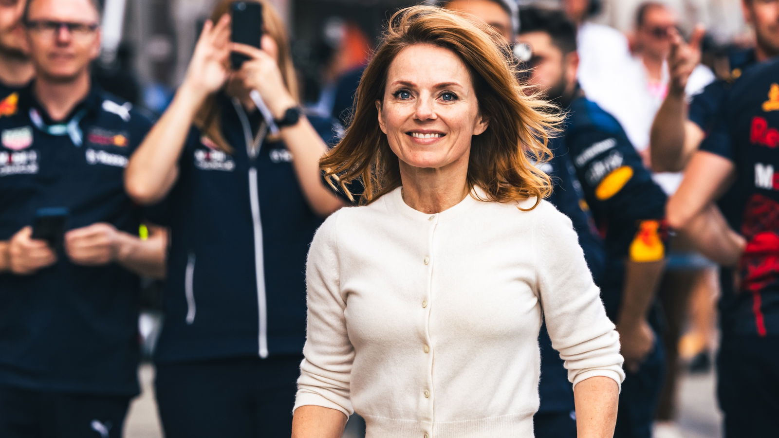 Geri Horner (GBR) Singer at the podium. Formula 1 World Championship, Rd 11, Austrian Grand Prix, Spielberg, Austria, Race