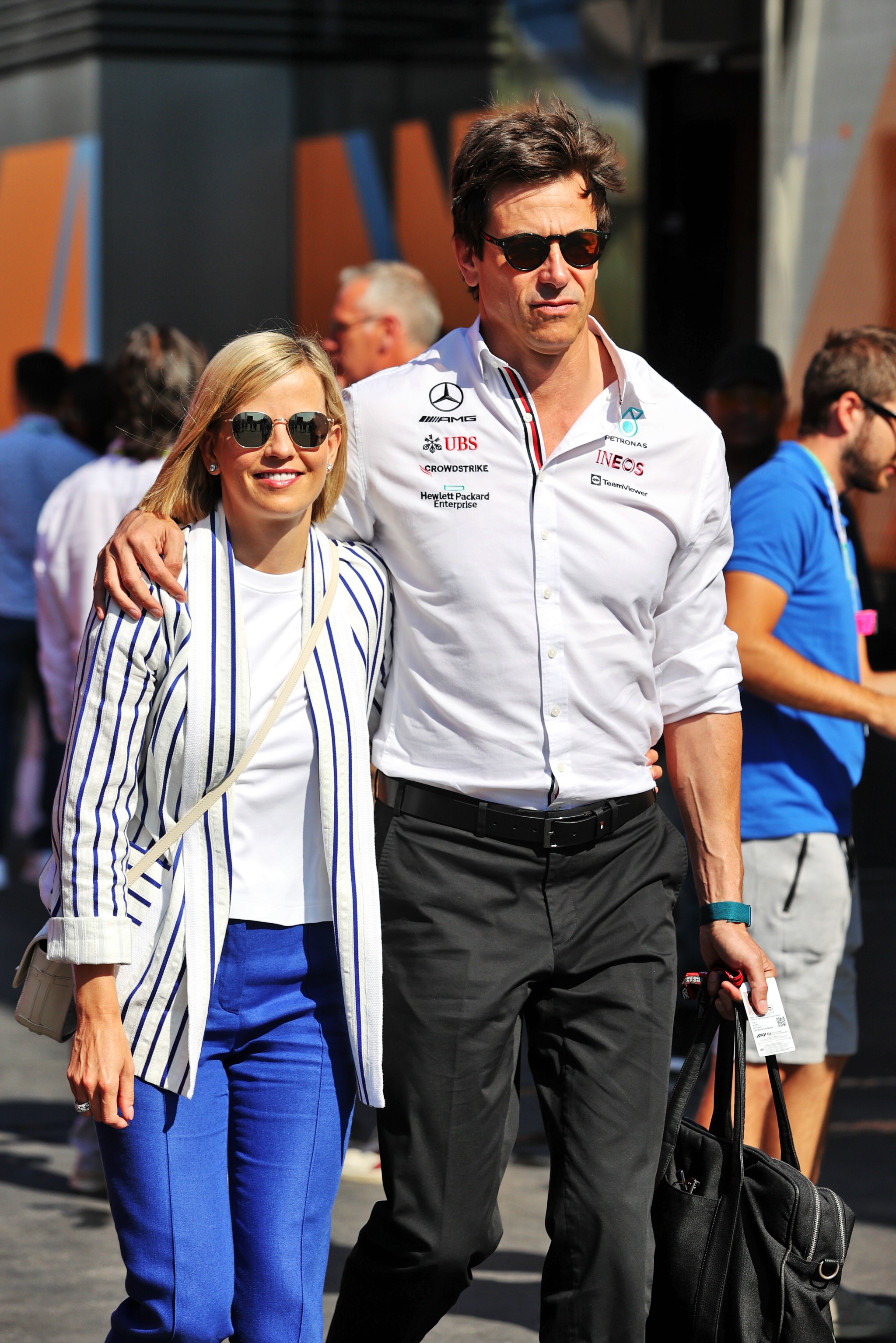 (L to R): Susie Wolff (GBR) with her husband Toto Wolff (GER) Mercedes AMG F1 Shareholder and Executive Director. Formula