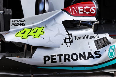 Lewis Hamilton (GBR) Mercedes AMG F1 W13 - engine cover and sidepod. Formula 1 World Championship, Rd 13, Hungarian Grand