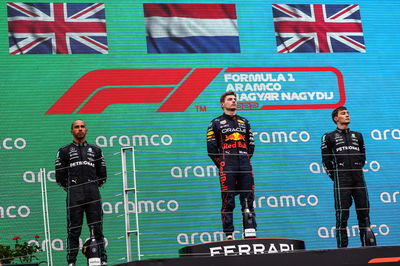 Lewis Hamilton (GBR ), Mercedes AMG F1 Max Verstappen (NLD), Red Bull Racing George Russell (GBR), Mercedes AMG F1 Formula