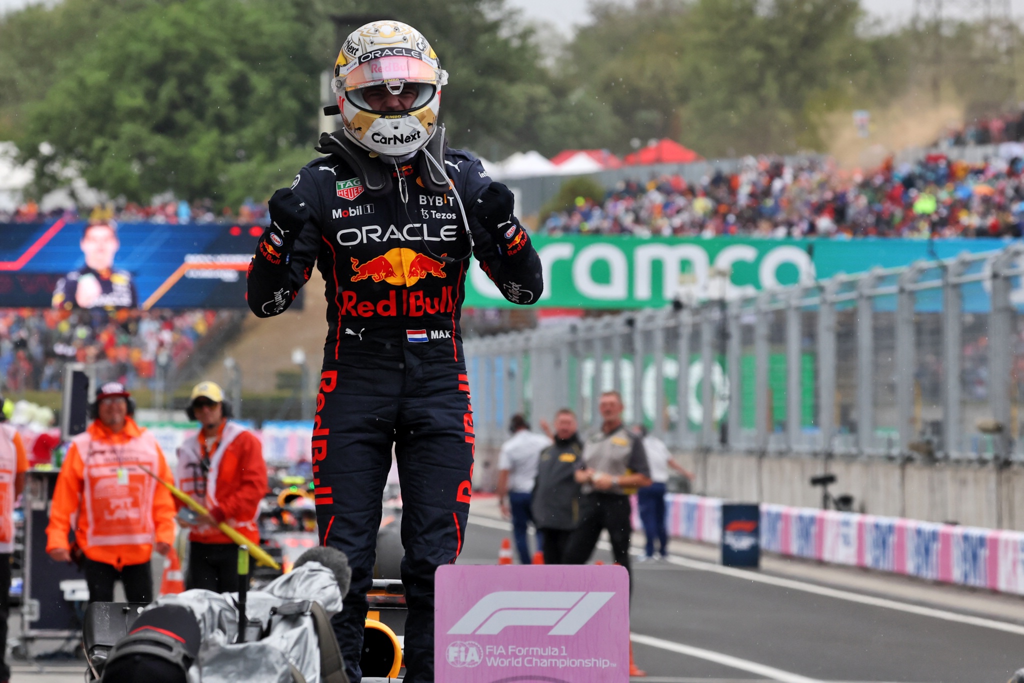 Race winner Max Verstappen (NLD) Red Bull Racing celebrates in parc ferme. Formula 1 World Championship, Rd 13, Hungarian