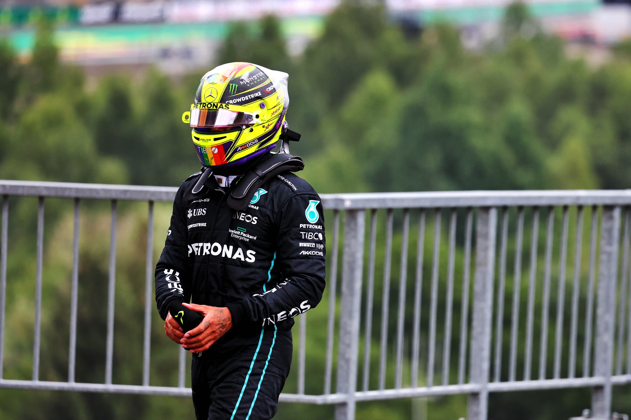 Lewis Hamilton (GBR) ) Mercedes AMG F1 di babak kualifikasi. Kejuaraan Dunia Formula 1, Rd 14, Grand Prix Belgia,