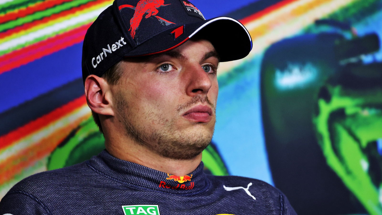 Max Verstappen (NLD) Red Bull Racing in the post qualifying FIA Press Conference. Formula 1 World Championship, Rd 16,