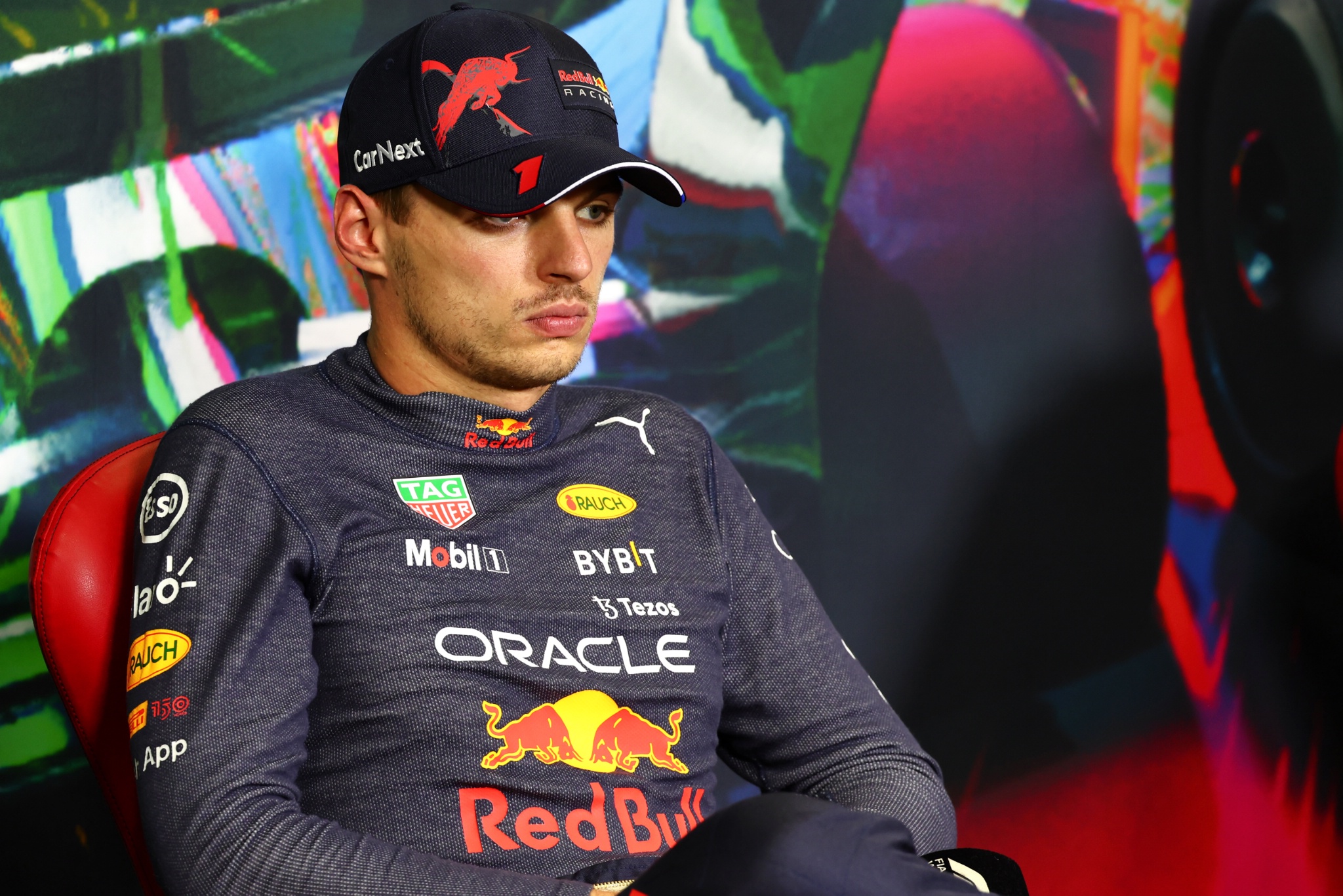 Max Verstappen (NLD) Red Bull Racing in the post race FIA Press Conference. Formula 1 World Championship, Rd 16, Italian