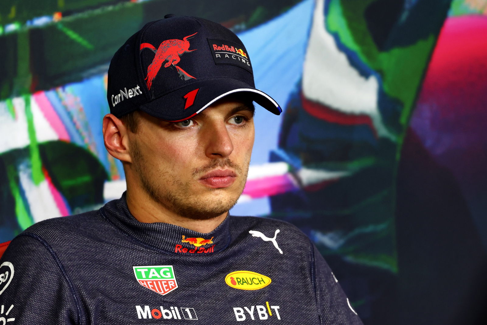 Max Verstappen (NLD) Red Bull Racing in the post race FIA Press Conference. Formula 1 World Championship, Rd 16, Italian